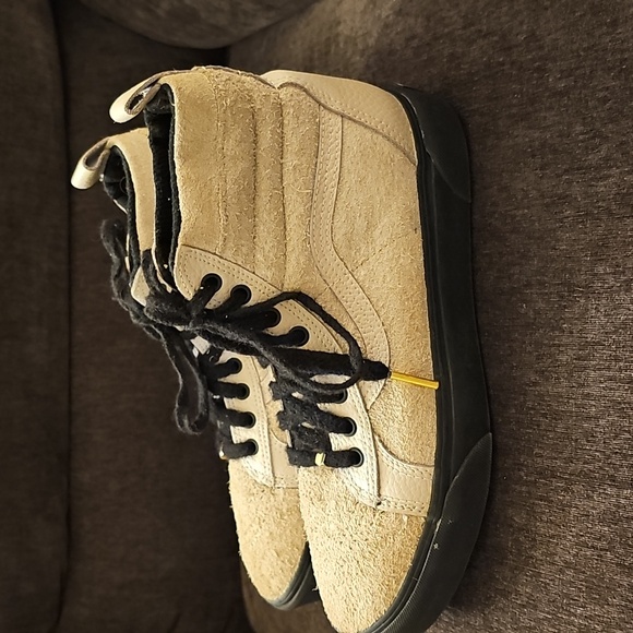 Vans Black and Cream High-Tops